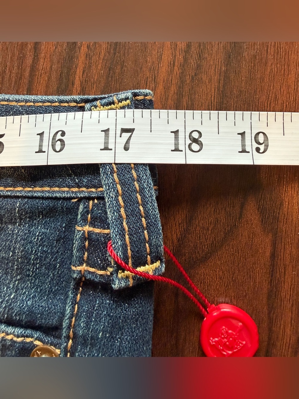 NWT True Religion Joey Heritage Low Rise Big T Flare Jeans Dark Savanna Size 32 - Picture 13 of 14